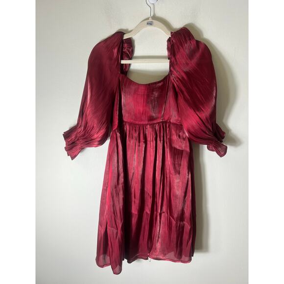 NWT Blu Pepper Burgundy Merlot Satin Dress - Picture 4 of 7
